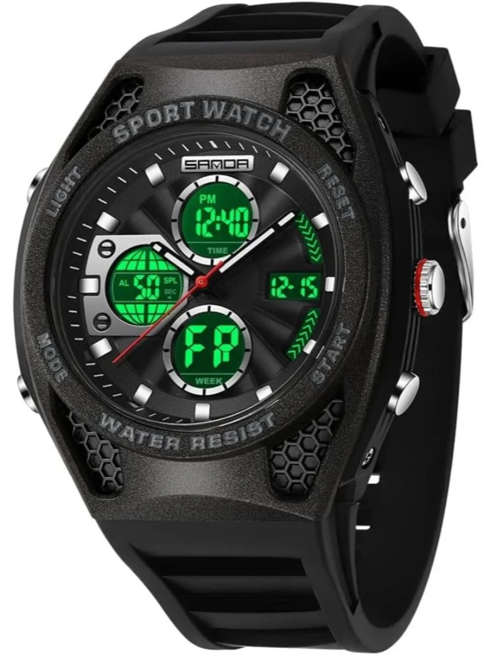 Mens Black Analog Quartz Electronic Military Multifunction LED Digital Watch